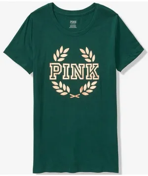 PINK Ivy Green & Gold Bling SS Tee •Medium thumbnail 1
