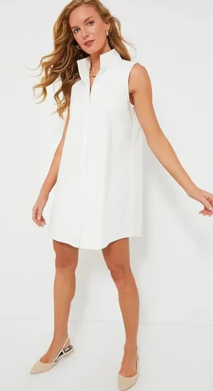 NWT Tuckernuck Charlie in White Sleeveless Cotton Blend Shirt Dress XL thumbnail 1