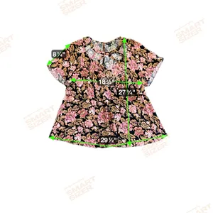 Torrid Top Womens Peplum Crepe Cage Front Floral Short Sleeve Multicolor 2‎ thumbnail 7
