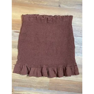 Abercrombie & Fitch Brown Smocked Tube Top Coquette Boho Indie Gypsy Ruffle M thumbnail 2