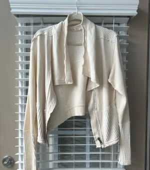 Free people cream hazel cardi sweater zip up jacket size medium thumbnail 1