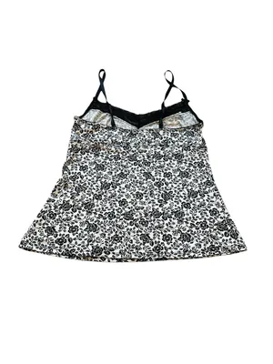 Laura Ashley Babydoll Cami Top White & Black Floral Summer Boho Y2K Size Small thumbnail 5