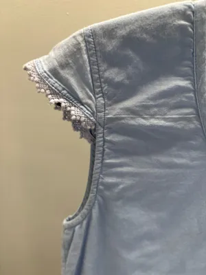 Beautiful Stories....Light Blue Eyelet Cap-Sleeve Blouse thumbnail 5