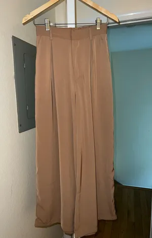 Amazon Wide-Leg High Waisted Tan Women's Pants thumbnail 3