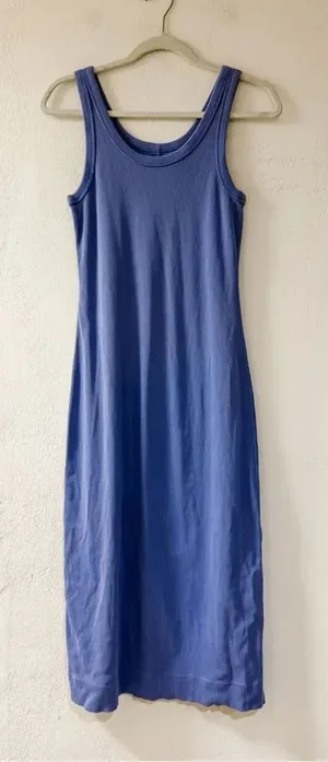 Everlane Organic Cotton Tank Rib Midi Dress in Purple Small thumbnail 1
