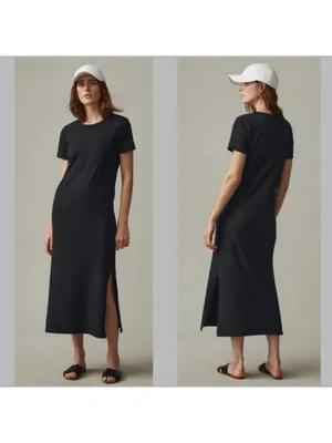 American Giant Black 100% Cotton T-shirt Midi Dress Size XS thumbnail 2