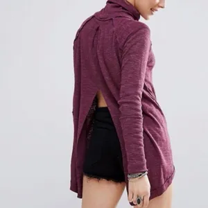 Free People Split Back‎ Turtleneck Small Marled Raglan Whimsical Grunge Emo Gobl thumbnail 2