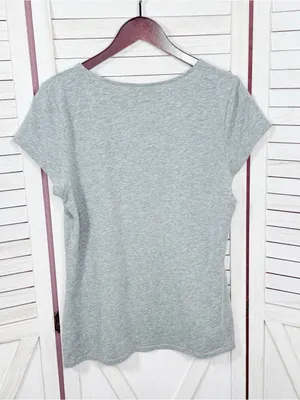 WHBM Studded High Heel Graphic Tee Shirt Grey Large Cap‎ Sleeve Casual Glam thumbnail 8