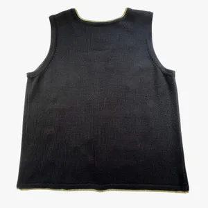 Holiday Time Christmas Sweater Vest Womens 2X 20 Black Gold Embroidered‎ Beaded thumbnail 2