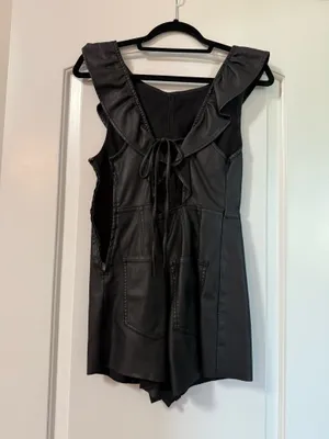 Free People Faux Leather Romper Black thumbnail 2