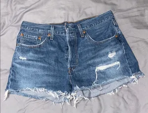 Levi's Blue Jean Shorts Vintage Distressed Cut-Off thumbnail 1