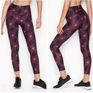2 piece set! VS leggings and sports bra set Eggplant color panther crown print thumbnail 2