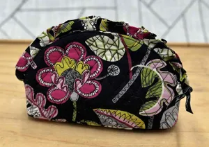 Vera Bradley Floral Cosmetic Bag Zip Closure‎ Black thumbnail 1