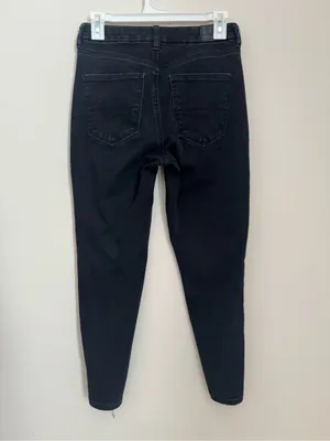 American Eagle Dream Jean Curvy High Rise Jegging Crop Black Size 6 Button Fly thumbnail 2