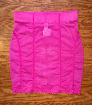 NWT Fredrick’s of Hollywood Pink shapewear lingerie mesh skirt with lace trim thumbnail 1