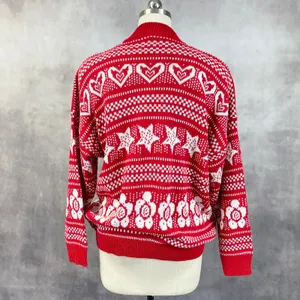 Vintage Fair Isle Sweater Womens M/L Hearts Stars Flowers Indie Nordic Cabin USA thumbnail 4