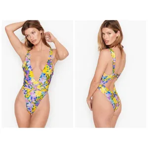 💕FOR LOVE AND LEMONS Daffodil One-Piece Swimsuit Sunny Neon Floral Print S NWT thumbnail 8