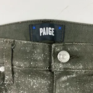 Paige Jeans Womens 29 Gray Silver Claudine Crop Flare Glitter Coated‎ Shimmer thumbnail 6