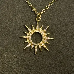 Mud Pie gold tone pave sun pendant necklace thumbnail 2
