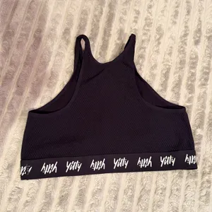 Yitty by Lizzo Black High Neck Wrap Front Mesh Back Logo Band Sports Bra thumbnail 4