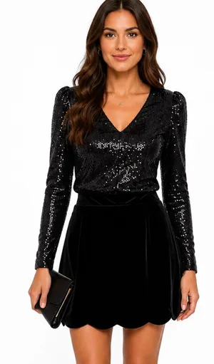 Altar’d State Black Crushed Velvet Skirt size Medium thumbnail 1