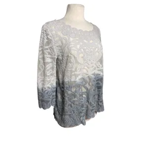Anthropologie MEADOW RUE Women’s Boho Carla Ombre Lace Sheer Top thumbnail 2