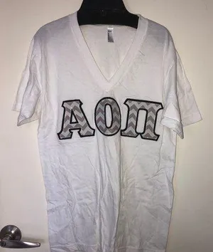 American Apparel 🆕 Alpha Omicron Pi Chevron Embroidered Tee thumbnail 1