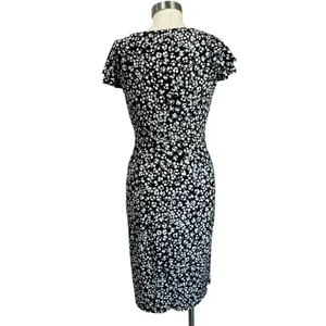 LAUREN Ralph Lauren Black Abstract Floral Surplice Dress Size 6‎ thumbnail 2