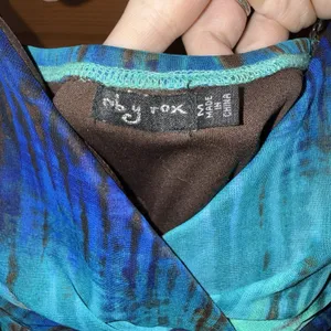 Ruby Rox Green Blue Tie-Dye Sun Dress Babydoll Tulle Ruffled Ruched Y2K Medium thumbnail 7