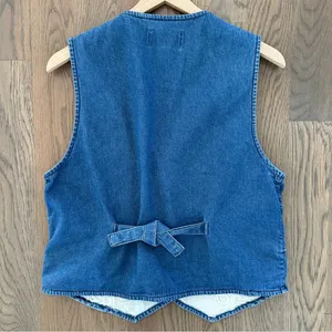 Anthropologie Vintage Embroidered Geometric Denim Western Sleeveless Vest Blue L thumbnail 3
