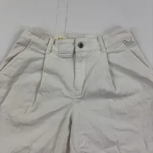 Maeve Anthropologie Pants Womens 2 White Cropped Wide Leg Twill Pleated Stretch thumbnail 2