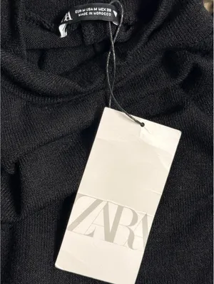 NWT Zara Black Turtleneck Knit Top Taupe Pleated Midi Dress Mixed Media Size M thumbnail 5