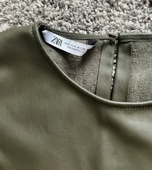 ZARA Leather Cap Sleeve Top thumbnail 2