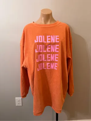 Jolene Dolly Parton Dollywood Orange Pink Sweatshirt Top 2XL Corduroy thumbnail 1