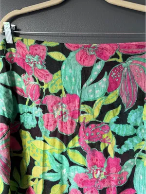 Lilly Pulitzer Floral Silk Cashmere Shawl Wrap with Fringe thumbnail 6