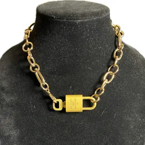 Gold toned Lock and Necklace thumbnail 2