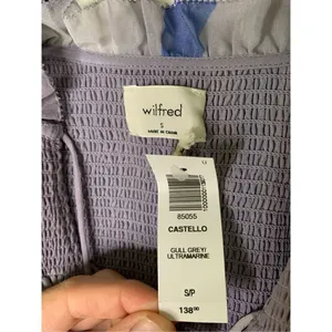 Aritzia Wilfred Castello Blouse Lavender Abstract Print Tie Neck Top Small NEW thumbnail 4