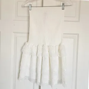 BTB Los Angeles White Smocked Strapless Lace Tiered‎ Mini Dress Women Size M NEW thumbnail 2