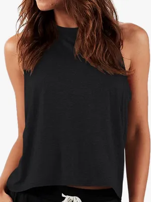 Laslulu Black Crop Tops Sleeveless Workout Tank Top Racerback Cropped Flowy M thumbnail 1