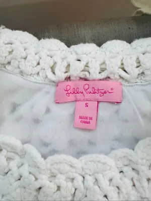 Lilly Pulitzer White Crochet Halter Tie Neck Cotton Midi Sheath Dress Size Small thumbnail 7