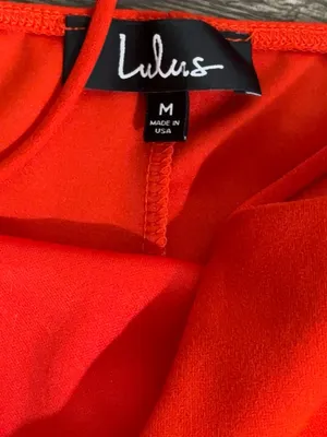 Lulus Red Bodycon Mini Dress Spaghetti Strap Wrap Hem Size M thumbnail 5