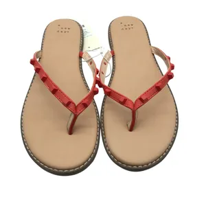 A New Day Womens Sloan Sandals Flip Flops Faux Leather Studded Red Size 6.5 thumbnail 2