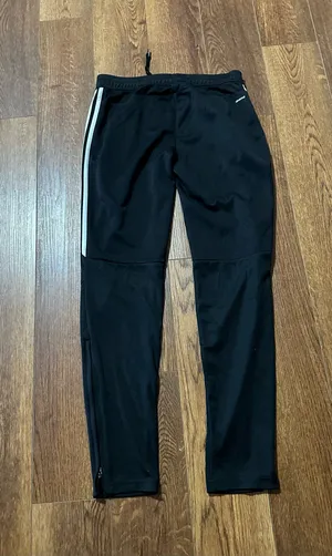 Adidas unisex Black Joggers with White Stripes are a size medium. thumbnail 6