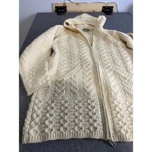 Aran Crafts Women's Sz S Cream Hooded Cardigan 100% Merino Wool Ireland thumbnail 2