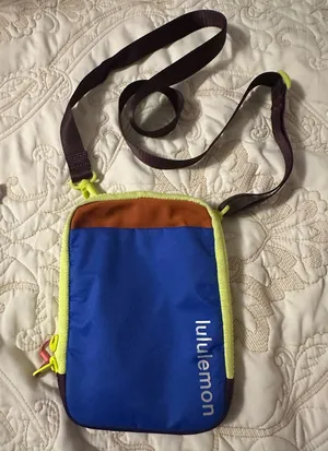 lululemon athletica Blue and Brown Crossbody Bag with Yellow Accents thumbnail 1