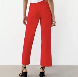 Zara Red Mid Rise Straight Denim Jeans thumbnail 3