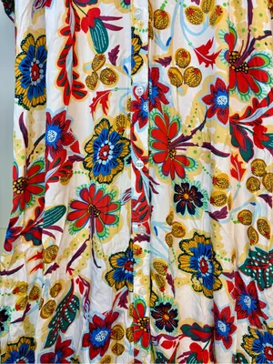 NWT Umgee White Maxi Dress with Red, Blue & Yellow Floral Print thumbnail 3