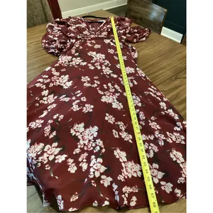 Mac Duggal Floral Chiffon maxi Gown v neck dress size 6 thumbnail 4