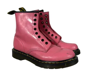 Dr. Martens Hot Pink Patent Leather Lace Up Combat Boots Moto Punk Y2K Size 7 thumbnail 1