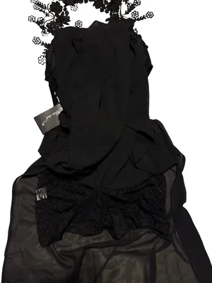Floral Lace Halter Maxi Dress - Black thumbnail 6